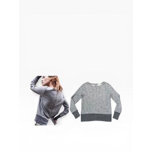 Madewell Sweater Women’s Size XS Crewneck Zip Up Back Minimalist Neutral Gray